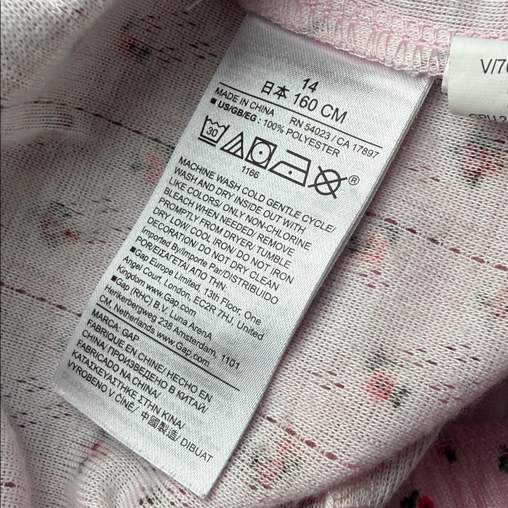 Gap Girls Pink Ditsy Floral Print 2-Piece Long Sleeve Pajama Set Size 14 - Picture 8 of 8